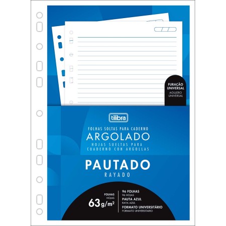 Foto ilustrativa Refil Tiliflex com Furação Universal para Caderno Argolado Universitário 96 Folhas Soltas