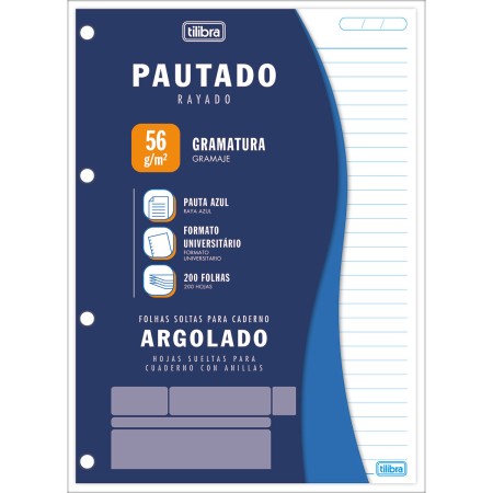 Foto ilustrativa Refil Tiliflex Folhas Soltas para Caderno Argolado Universitário 200 Folhas