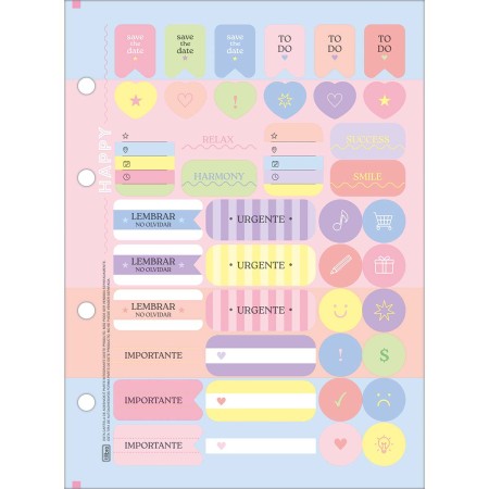 Foto ilustrativa Refil Tiliflex para Caderno Argolado Colegial Happy 80 Folhas