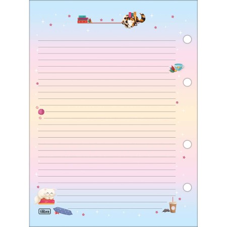 Foto ilustrativa Refil Tiliflex para Caderno Argolado Colegial Purrfect Cats 80 Folhas