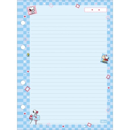 Foto ilustrativa Refil Tiliflex para Caderno Argolado Colegial Snoopy 80 Folhas
