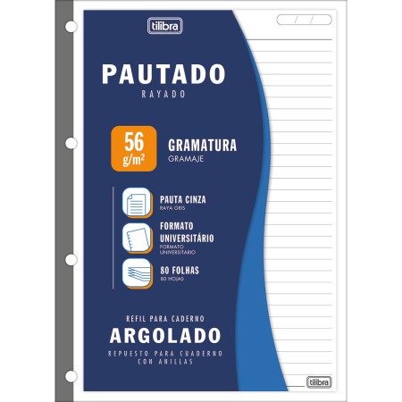 Foto ilustrativa Refil Tiliflex para Caderno Argolado Universitário 80 Folhas
