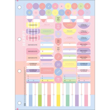 Foto ilustrativa Refil Tiliflex para Caderno Argolado Universitário Happy 80 Folhas