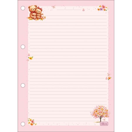 Foto ilustrativa Refil Tiliflex para Caderno Argolado Universitário Love Bears 80 Folhas