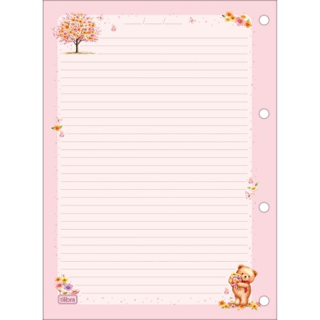 Foto ilustrativa Refil Tiliflex para Caderno Argolado Universitário Love Bears 80 Folhas