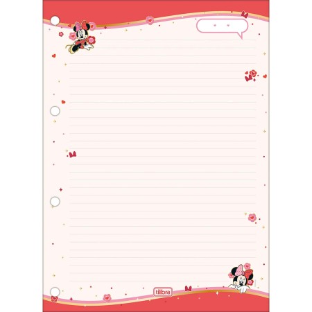 Foto ilustrativa Refil Tiliflex para Caderno Argolado Universitário Minnie 80 Folhas