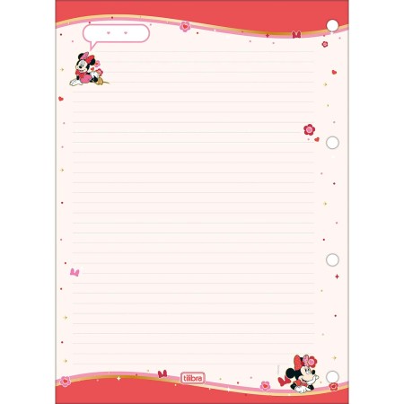 Foto ilustrativa Refil Tiliflex para Caderno Argolado Universitário Minnie 80 Folhas