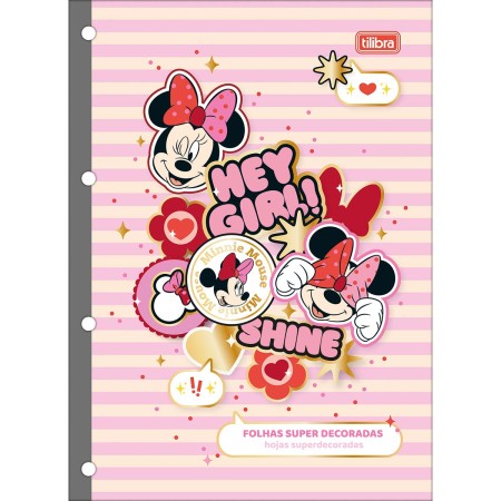 Foto ilustrativa Refil Tiliflex para Caderno Argolado Universitário Minnie 80 Folhas