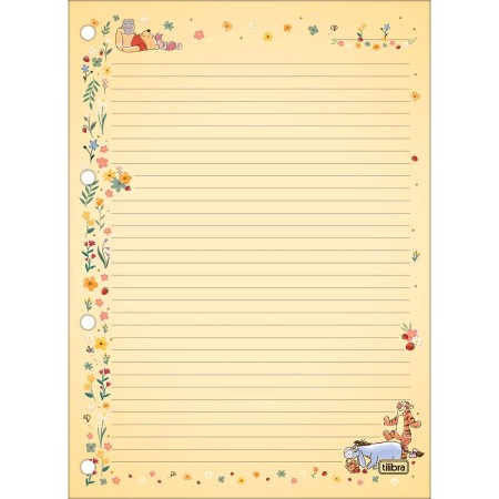 Foto ilustrativa Refil Tiliflex para Caderno Argolado Universitário Pooh 80 Folhas