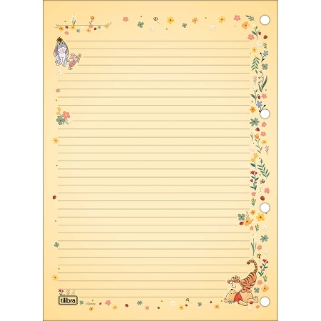 Foto ilustrativa Refil Tiliflex para Caderno Argolado Universitário Pooh 80 Folhas