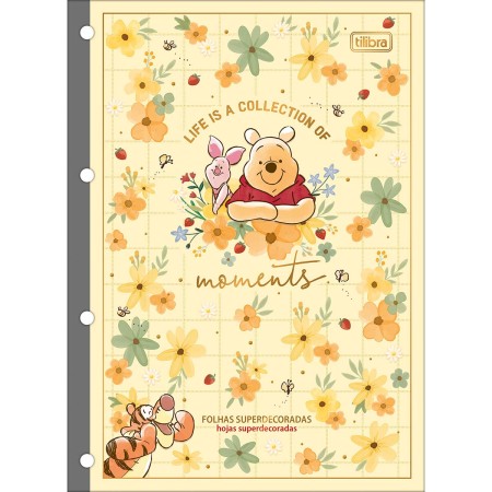 Foto ilustrativa Refil Tiliflex para Caderno Argolado Universitário Pooh 80 Folhas