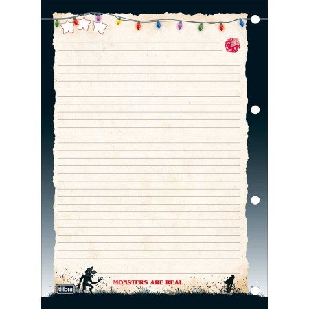 Foto ilustrativa Refil Tiliflex para Caderno Argolado Universitário Stranger Things 80 Folhas