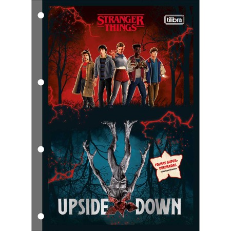Foto ilustrativa Refil Tiliflex para Caderno Argolado Universitário Stranger Things 80 Folhas