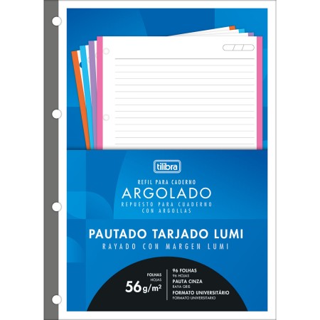 Foto ilustrativa Refil Tiliflex Tarjado Lumi para Caderno Argolado Universitário 96 Folhas