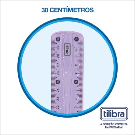 Foto ilustrativa Régua Flexível 30cm Lilás com Glitter