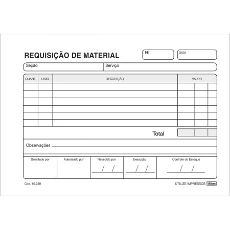 Foto ilustrativa Requisição de Material Simplificado - 50 Folhas