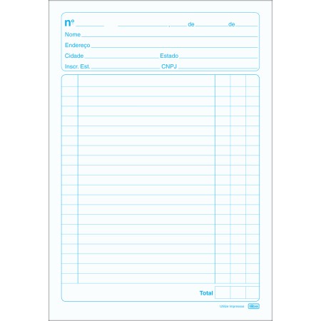 Foto ilustrativa Talão de Nota Neutra 1/18 Médio 50 Folhas