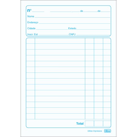 Foto ilustrativa Talão de Nota Neutra 1/32 Pequeno - 50 Folhas