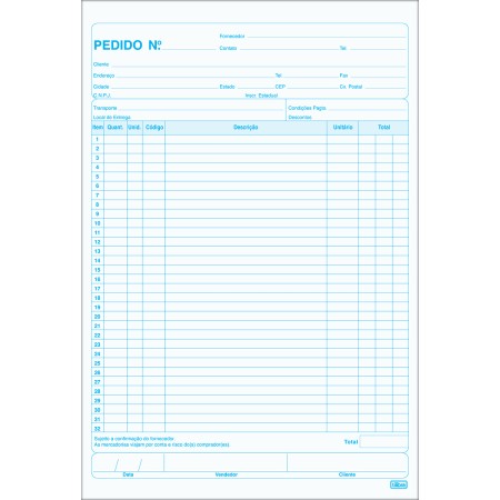 Foto ilustrativa Talão de Pedido 1/9 Grande 75 Folhas