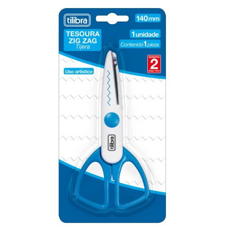 Tesoura 140mm Zig-Zag Cores Sortidas - Tilibra - Escolar, Tesoura