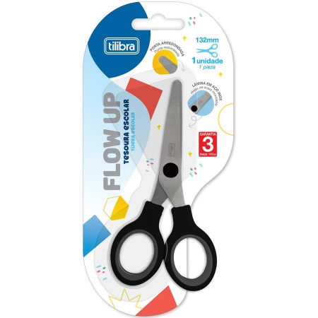 Foto ilustrativa Tesoura Escolar 132mm Flow Up Preta