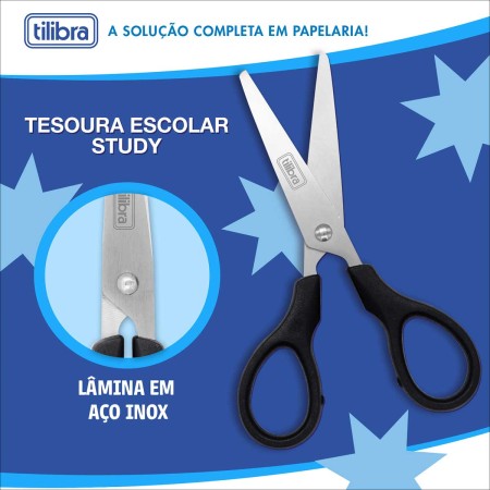 Foto ilustrativa Tesoura Escolar 132mm Study Preta