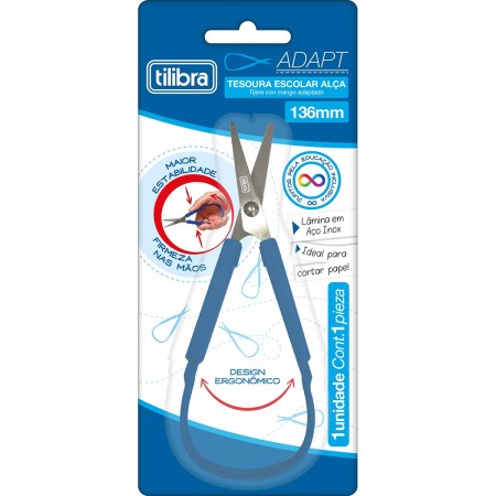 Foto ilustrativa Tesoura Escolar 136MM Alça Adapt