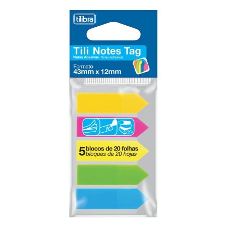 Foto ilustrativa Tili Notes Tag 43mmX12mm 100 Folhas 5 Cores