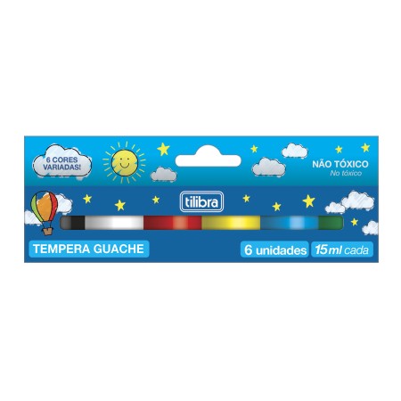 Foto ilustrativa Tinta Guache 15ml 6 Cores