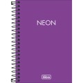Foto ilustrativa Caderneta Espiral Capa Plástica 1/8 sem Pauta Neon Roxo 80 Folhas