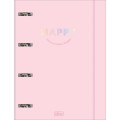 Foto ilustrativa Caderno Argolado Cartonado Universitário com Elástico Happy 48 Folhas