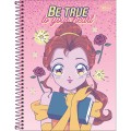Foto ilustrativa Caderno Capa Dura Universitário 1 Matéria Princesas Mangá 80 Folhas