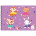 Foto ilustrativa Caderno Espiral Capa Dura Cartografia e Desenho Kids Feminino 48 Folhas