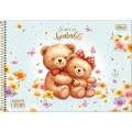 Foto ilustrativa Caderno Espiral Capa Dura Cartografia Love Bears 80 Folhas