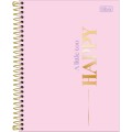 Foto ilustrativa Caderno Espiral Capa Dura Colegial 10 Matérias Happy 160 Folhas