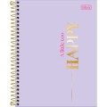 Foto ilustrativa Caderno Espiral Capa Dura Colegial 10 Matérias Happy 160 Folhas