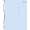 Foto ilustrativa Caderno Espiral Capa Dura Colegial 10 Matérias Happy 160 Folhas