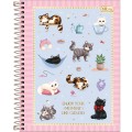 Foto ilustrativa Caderno Espiral Capa Dura Colegial 10 Matérias Puurfect Cats 120 Folhas