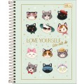 Foto ilustrativa Caderno Espiral Capa Dura Colegial 10 Matérias Puurfect Cats 120 Folhas