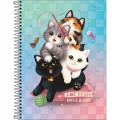 Foto ilustrativa Caderno Espiral Capa Dura Universitário 10 Matérias Purrfect Cats 160 Folhas