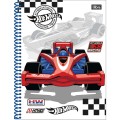 Foto ilustrativa Caderno Espiral Capa Dura Universitário 2 em 1 10 Matérias Hot Wheels Fórmula 1 160 Folhas
