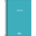 Foto ilustrativa Caderno Espiral Capa Plástica 1/4 sem Pauta Neon Azul 80 Folhas