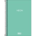 Foto ilustrativa Caderno Espiral Capa Plástica 1/4 sem Pauta Neon Turquesa 80 Folhas