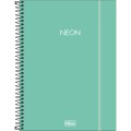Foto ilustrativa Caderno Espiral Capa Plástica Universitário 1 Matéria Neon Turquesa 80 Folhas