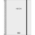 Foto ilustrativa Caderno Espiral Capa Plástica Universitário 10 Matérias Neon Branco 160 Folhas