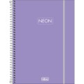 Foto ilustrativa Caderno Espiral Capa Plástica Universitário 10 Matérias Neon Fit Feminino 160 Folhas