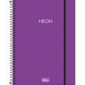 Foto ilustrativa Caderno Espiral Capa Plástica Universitário 10 Matérias Neon Roxo 160 Folhas