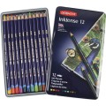 Foto ilustrativa Lápis de Cor Aquarelável Inktense 12 Cores Estojo Lata