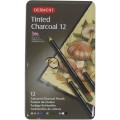 Foto ilustrativa Lápis de Cor em Carvão Tingido 12 Cores Estojo Lata