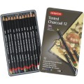 Foto ilustrativa Lápis de Cor em Carvão Tingido 12 Cores Estojo Lata